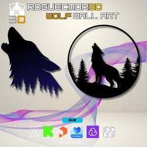 Howling Wolf Silhouette Wall Art