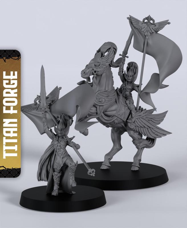 Highborne Standard Bearer - With Free Dragon Warhammer - 5e DnD Inspired for RPG and Wargamers