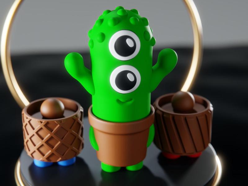 Flower Pot with Monster and Cage Multipart Toy V2