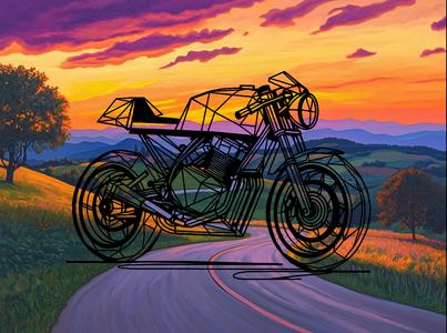 Geometric Cafe Racer motorcycle - model 1