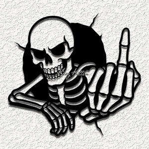 SKELETON MIDDLE FINGER wall art home decor