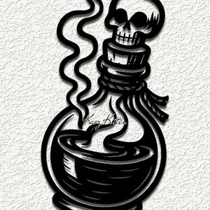 poison potion bottle skull wall art home decor