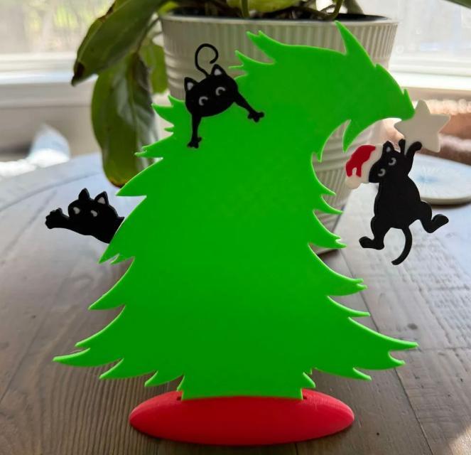 Mischievous Cats in the Christmas Tree - Decor