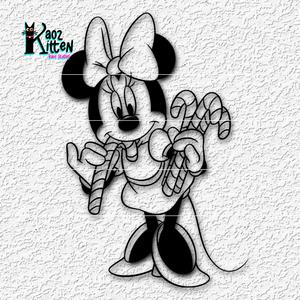 minnie mouse with candy canes wall art xmas disney fanart