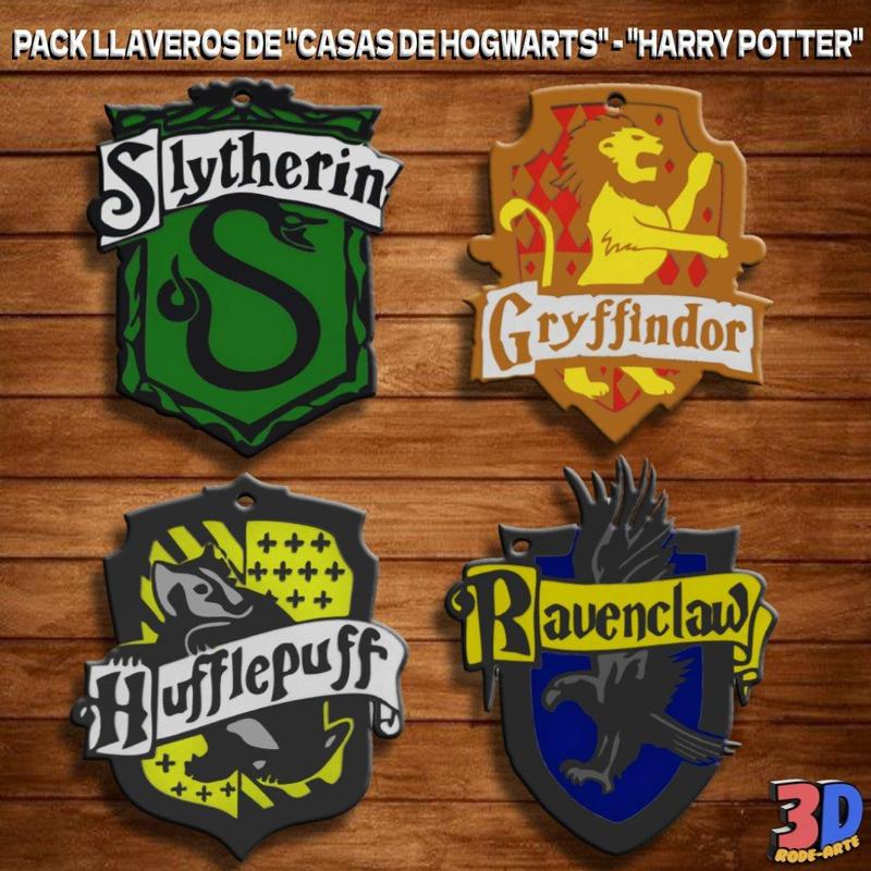 PACK LLAVEROS DE LAS 4 CASAS DE HOGWARTS - HARRY POTTER - KEY CHAIN