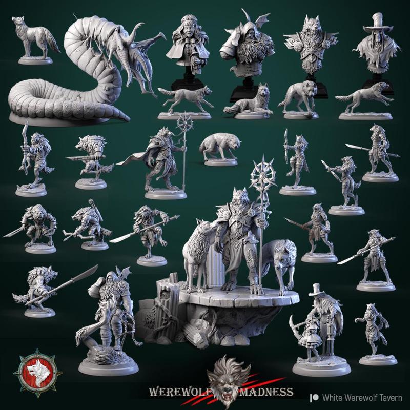 'Werewolf Madness' September 2022 release 26 STL's miniatures pre-supported