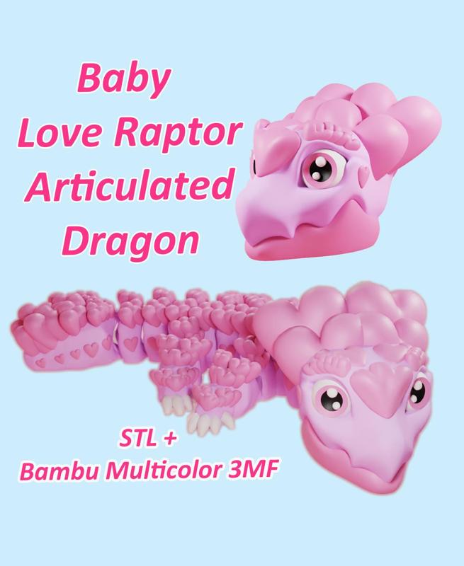 Baby Love Raptor – Articulated Dragon Fidget Toy for Valentine’s Day