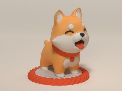 Cartoon small dog Shiba Inu standing | Cartoon small dog Shiba Inu