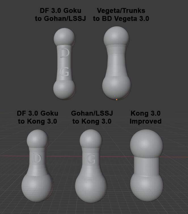 Dragon Ball Conversion Neck Joints For 3 Point O Bodies