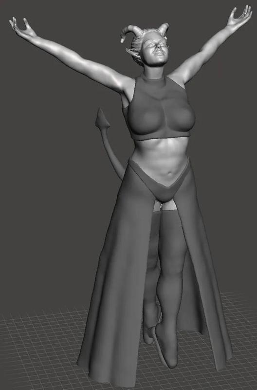 Frisky Tiefling curvy female Dancer