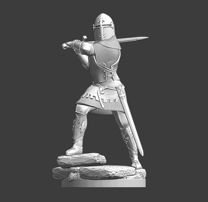 Medieval Knight with Sugar Loaf Helmet – swinging his blade