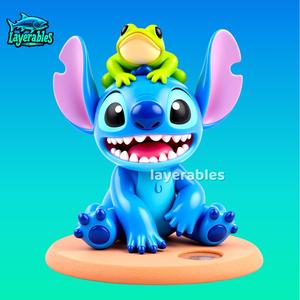 Stitch STL - Cute Alien with Frog on Head - Chibi 3D Print Figure for Collectors
