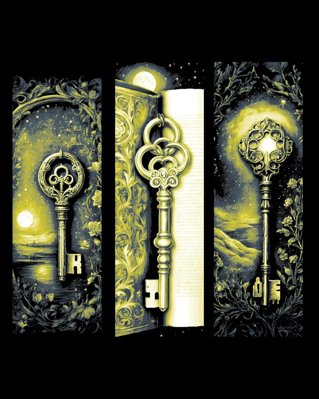 A key can open many things including fantasy and other worlds - set of Bookmarks