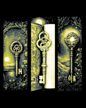 A key can open many things including fantasy and other worlds - set of Bookmarks