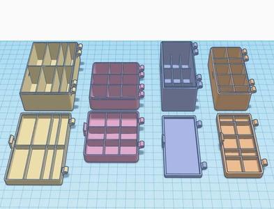 Customizable hinged box with rounded edges and dividers