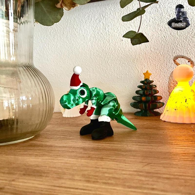 T-Rex Santa Edition - Aticulated - Print in Place - No Supports - Christmas