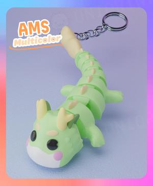 Flexi Green Dragon Ryuryumochi Keychain(Multicolor)