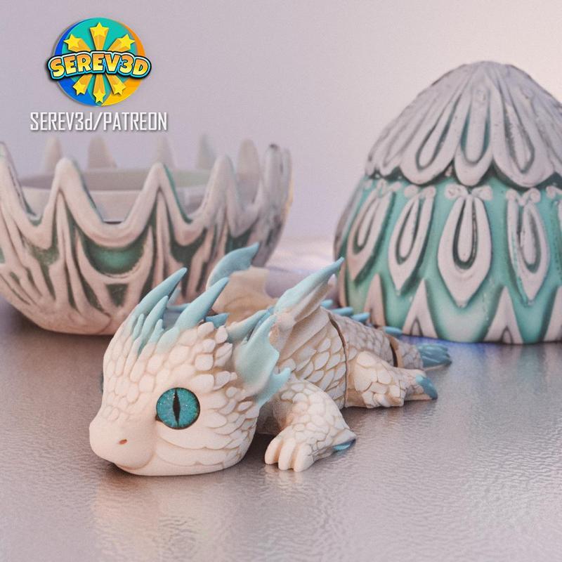Baby Air Elemental Dragon - Articulated - 3D print STL and multicolor 3MF file