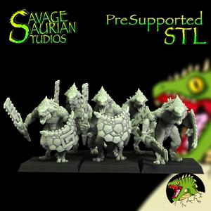 Lizardmen - Crested Iguanisaurus Warriors with Clubs