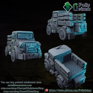 Tabletop miniature sci-fi cyberpunk fantasy. Old  truck car terrain