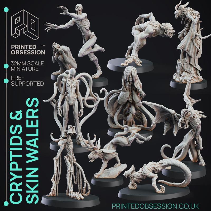 Cryptid & Skin Walkers - 10 Models with stats and illustrations - Pre supported