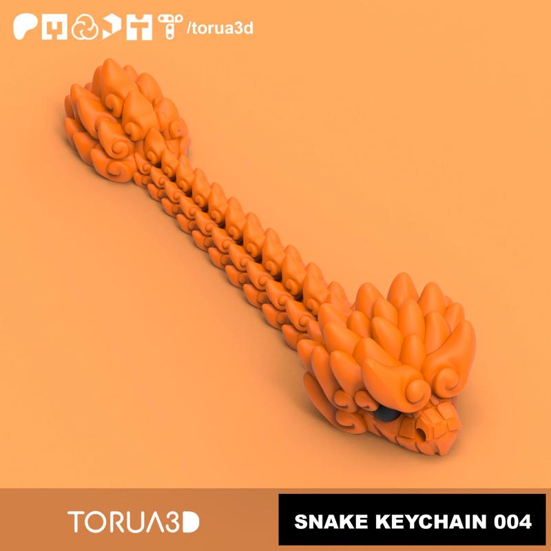 Articulated keychain snake 004 - Print in place - No supports - 3mf - STL