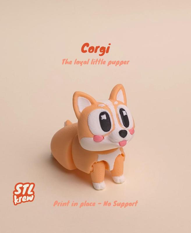 Articulated Corgi - No support, print in place