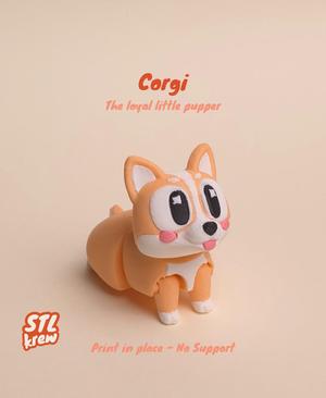 Articulated Corgi - No support, print in place