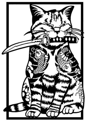 Katana Cat stencil