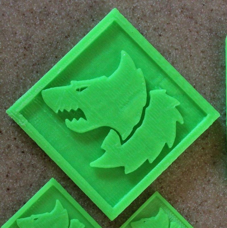 Abstract wolf head, 2D extrusion, useful to stamp on other 3D objects