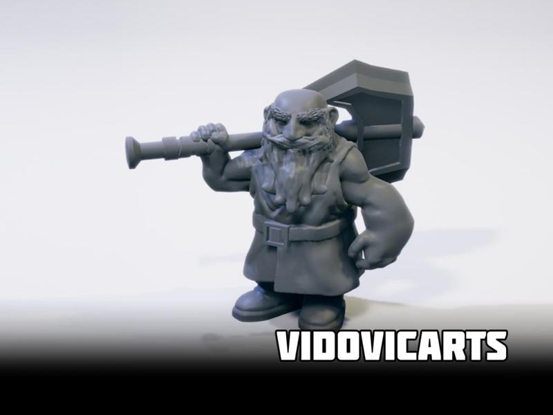 Dwarf With Two Handed Axe Over Shoulder