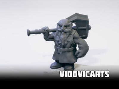 Dwarf With Two Handed Axe Over Shoulder