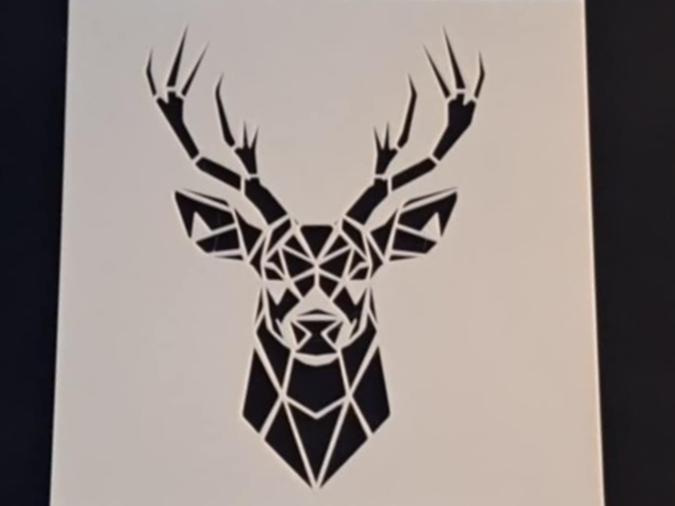 Geometric Stag Head Stencil