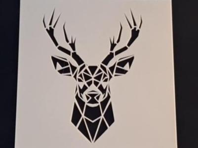 Geometric Stag Head Stencil