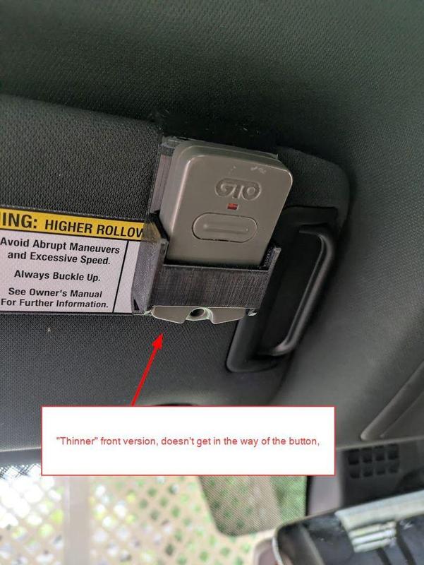 Garage / Gate Remote Car Visor Holder - Straight Edges - Fits GTO / MightyMule / Linear remotes