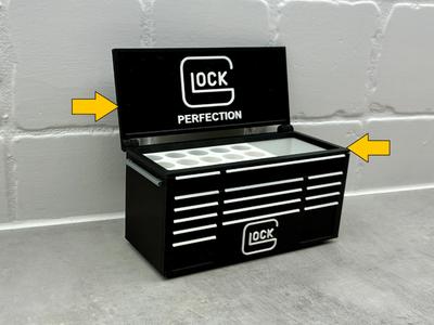 Lid for Glock inspired gun pistol desk toolbox pen