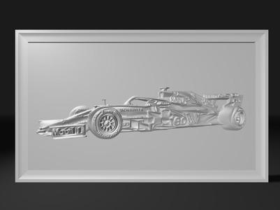 Max Verstappen Redbull Car Relief Art With Frame