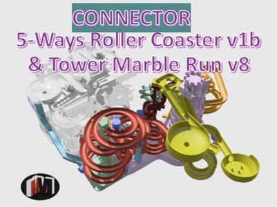 5-Ways Roller Coaster & Tower Marble Run Connector