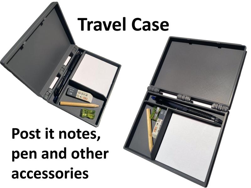 Travel case for post it notes, pens
