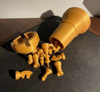Chess pieces and box