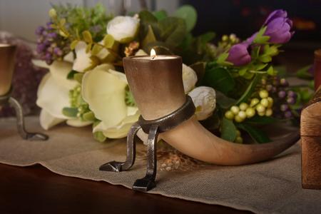 Skyrim horn candle table decoration