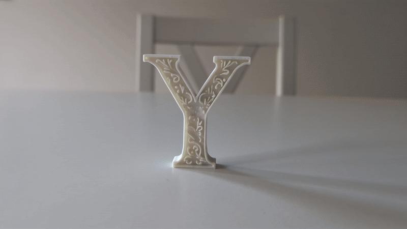 Standing Letter Y in a Gypsum Floral Style