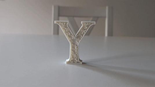 Standing Letter Y in a Gypsum Floral Style