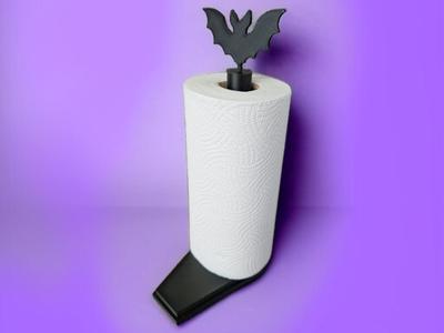 Coffin Kitchen Paper Roll Holder with Bat Topper