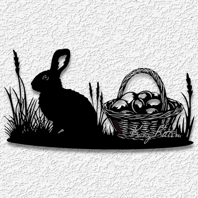 bunny with easter basket wall art country home decor