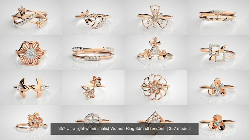 357 Ultra light wt minimalist Women Ring 3dm stl renders  3D Model Collection