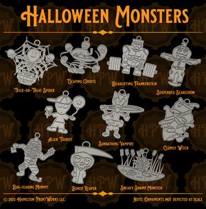 Halloween Monsters Ornament Set | Spooky Decorations