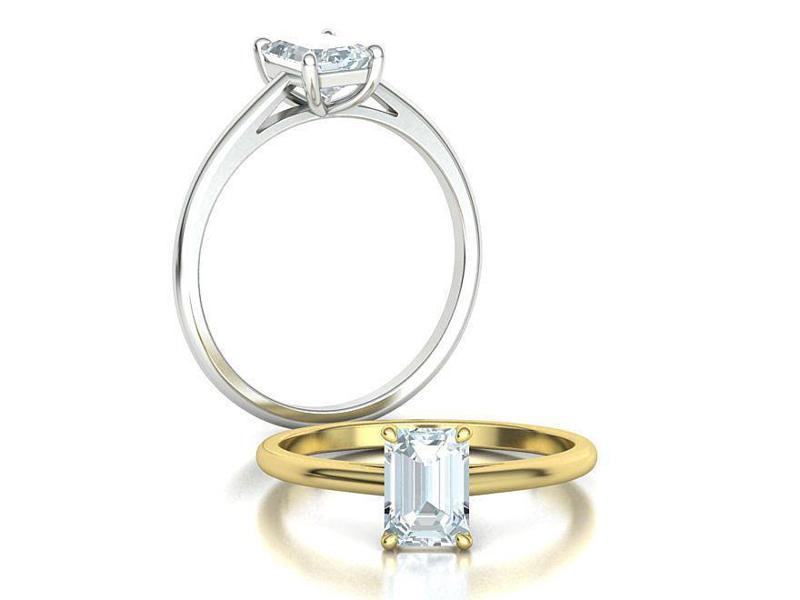 Classic Solitaire Ring  7x5 Emerald Cut Stone 3dmodel
