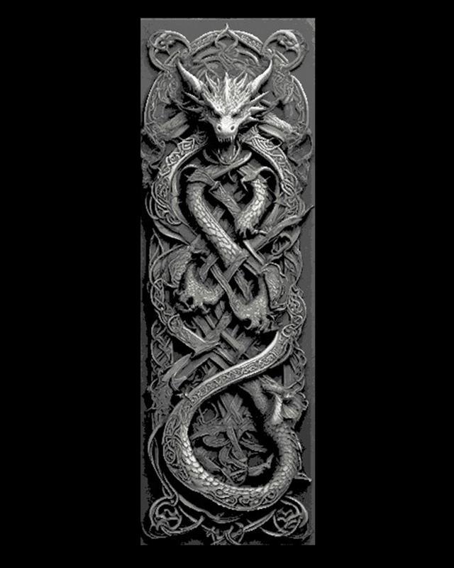 Celtic Knot Carvings depicting Dragons Guarding the way - Set of Bookmarks