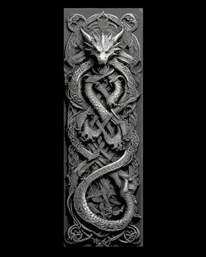 Celtic Knot Carvings depicting Dragons Guarding the way - Set of Bookmarks